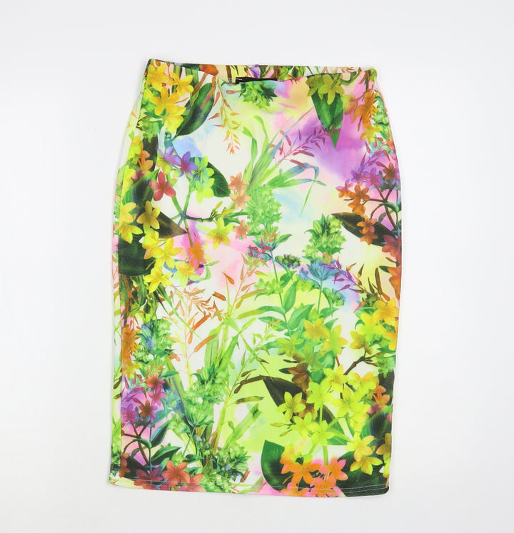 Passion Womens Multicoloured Floral Polyester Straight & Pencil Skirt Size 10