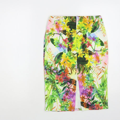 Passion Womens Multicoloured Floral Polyester Straight & Pencil Skirt Size 10