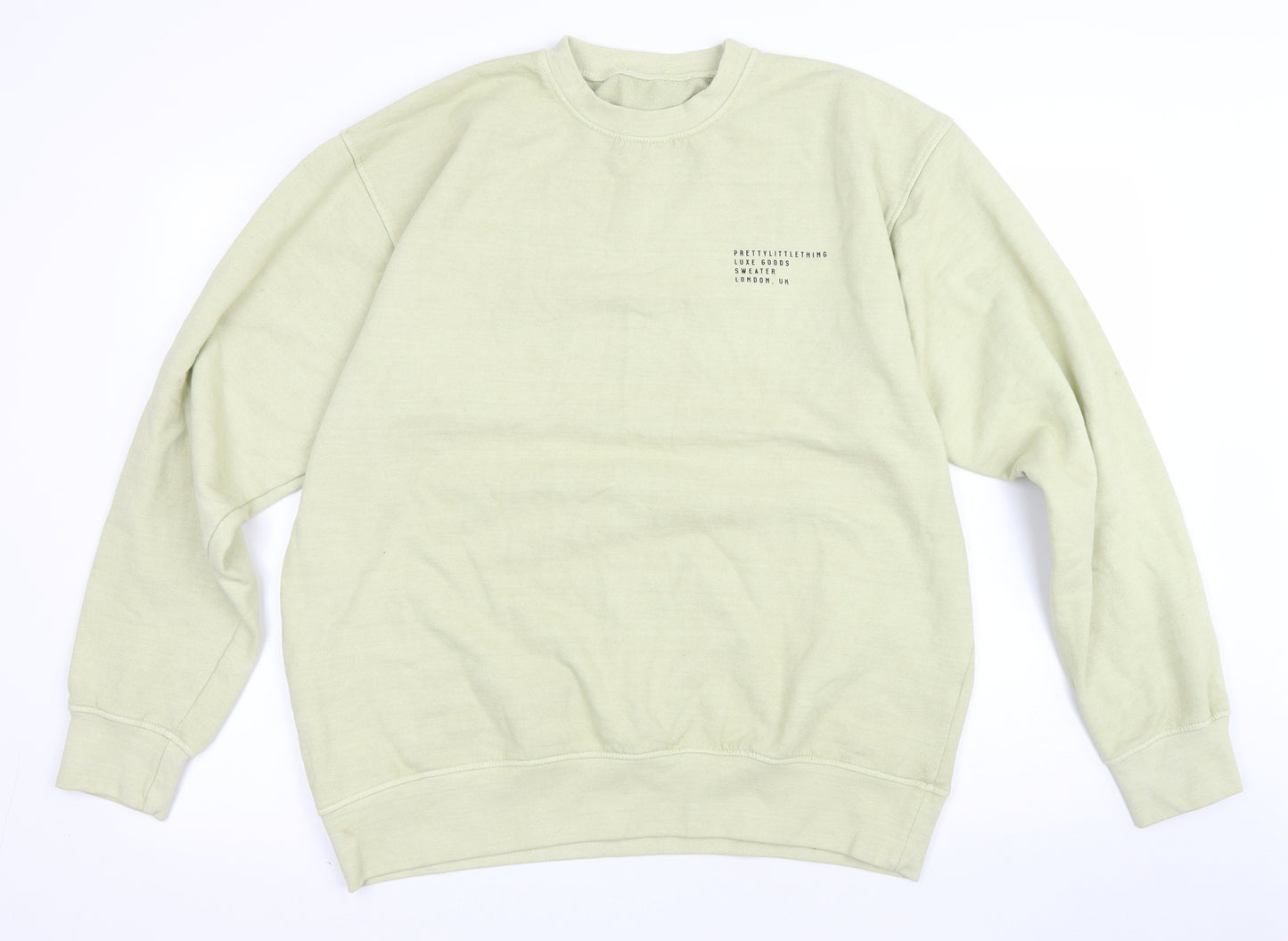 PRETTYLITTLETHING Womens Green Polyester Pullover Sweatshirt Size L - Slogan