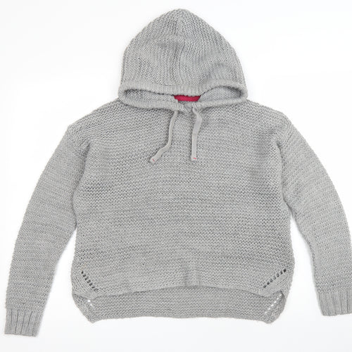 New Look Womens Grey Round Neck Acrylic Pullover Jumper Size S