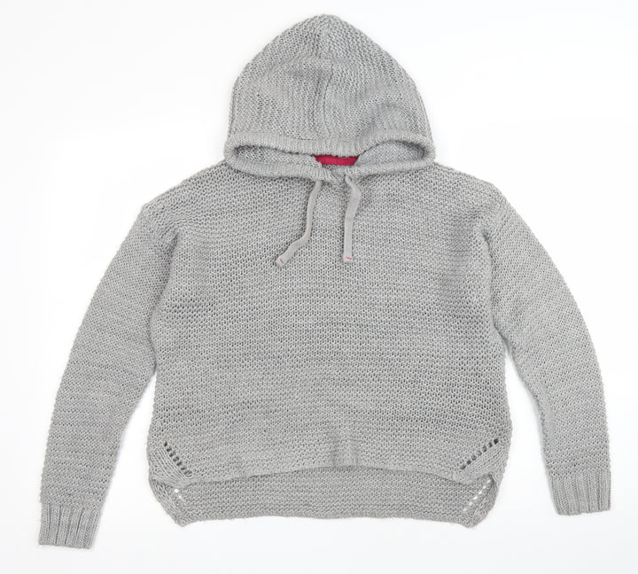 New Look Womens Grey Round Neck Acrylic Pullover Jumper Size S