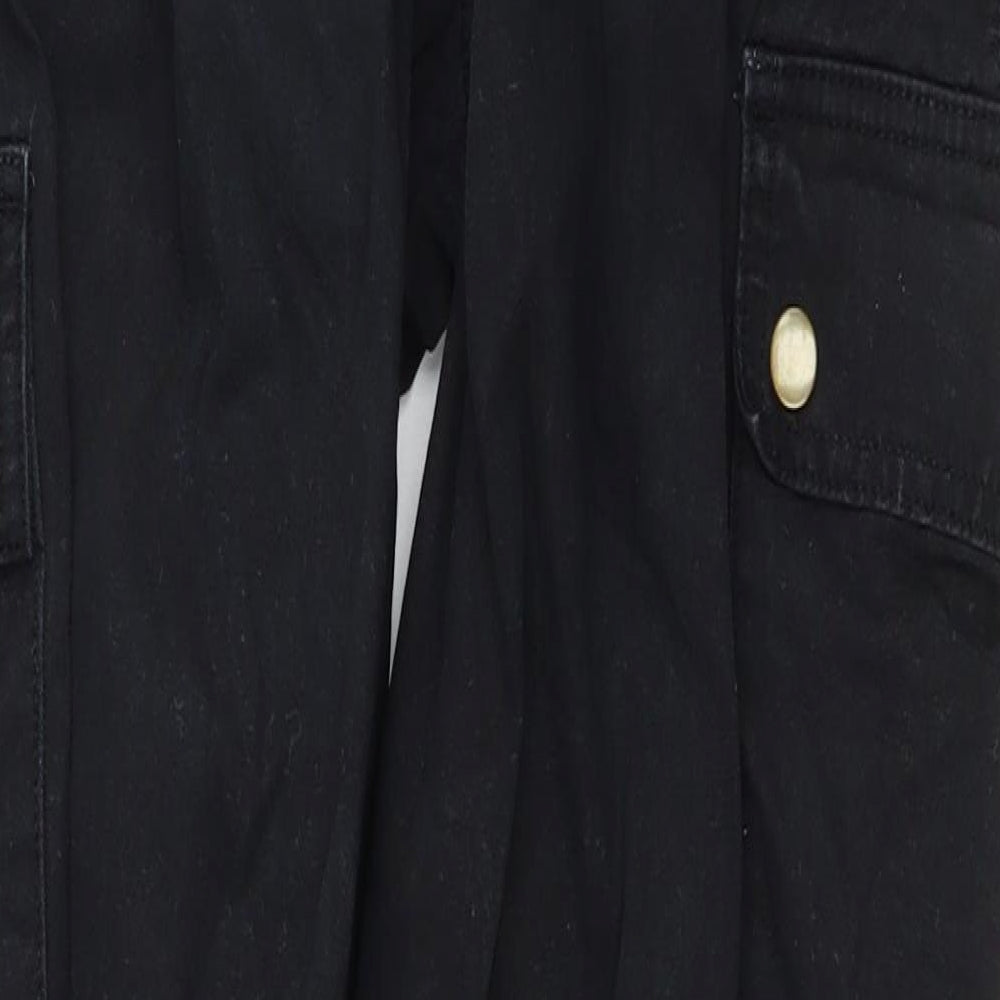 New Look Womens Black Cotton Cargo Trousers Size 12 L26 in Regular Zip