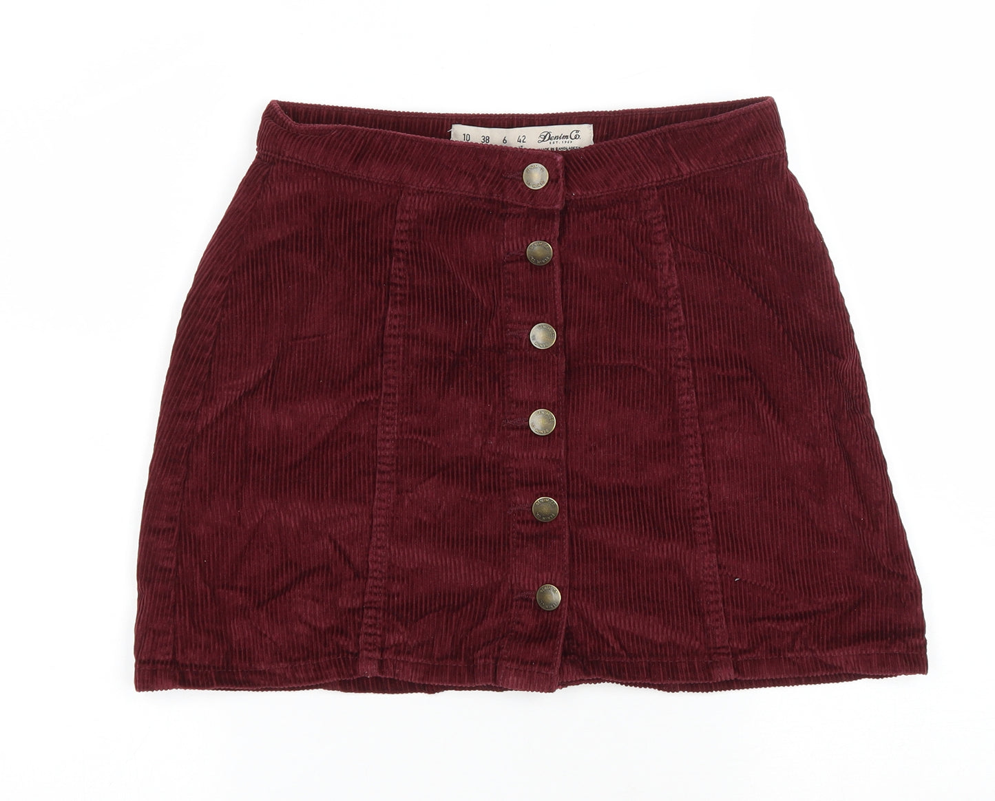 Denim & Co. Womens Red Cotton Mini Skirt Size 20 Button