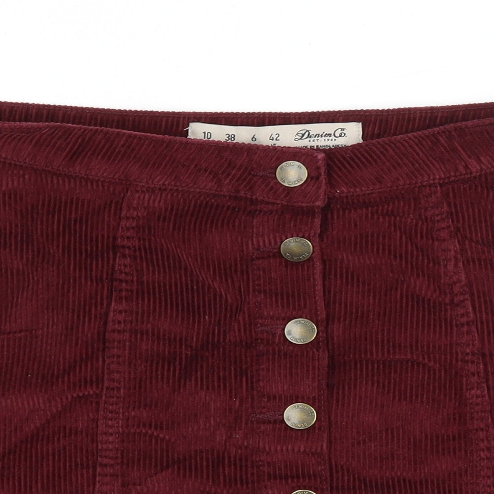 Denim & Co. Womens Red Cotton Mini Skirt Size 20 Button