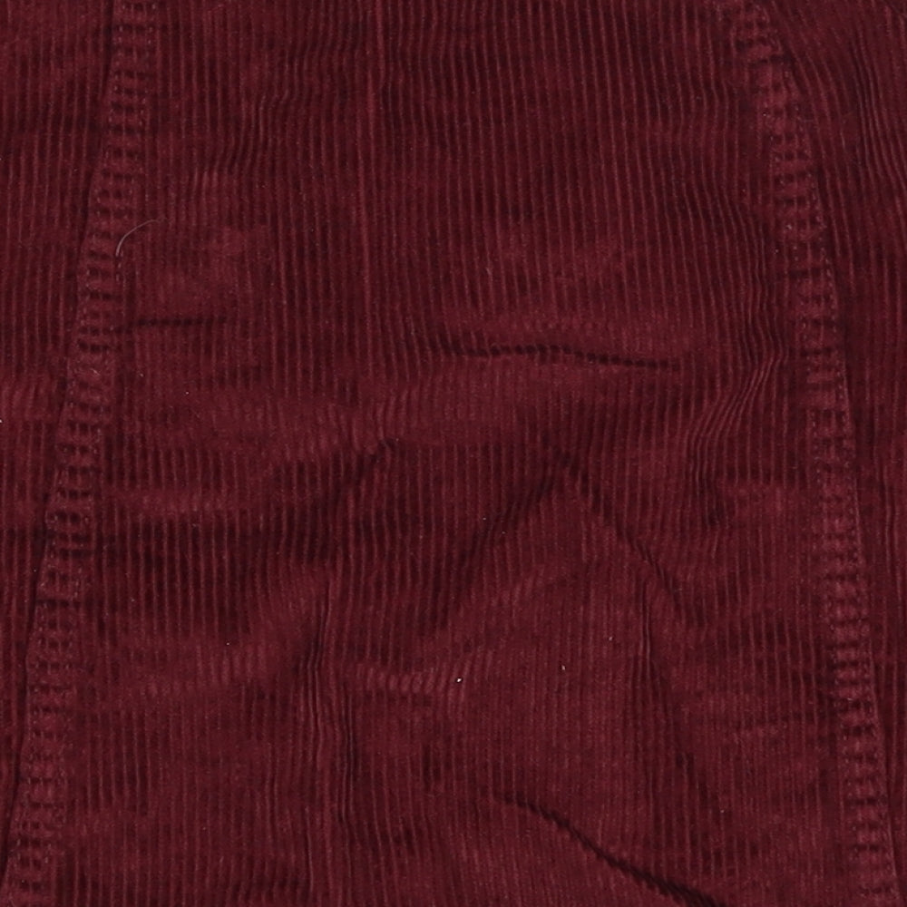 Denim & Co. Womens Red Cotton Mini Skirt Size 20 Button