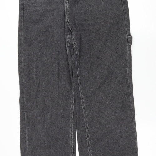Preworn Womens Grey Polyester Straight Jeans Size L L26 in Regular Zip