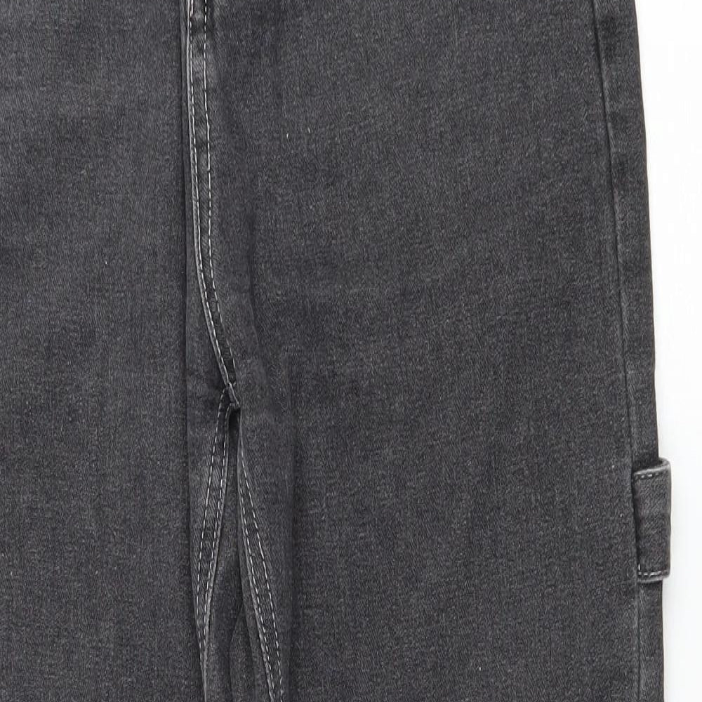Preworn Womens Grey Polyester Straight Jeans Size L L26 in Regular Zip