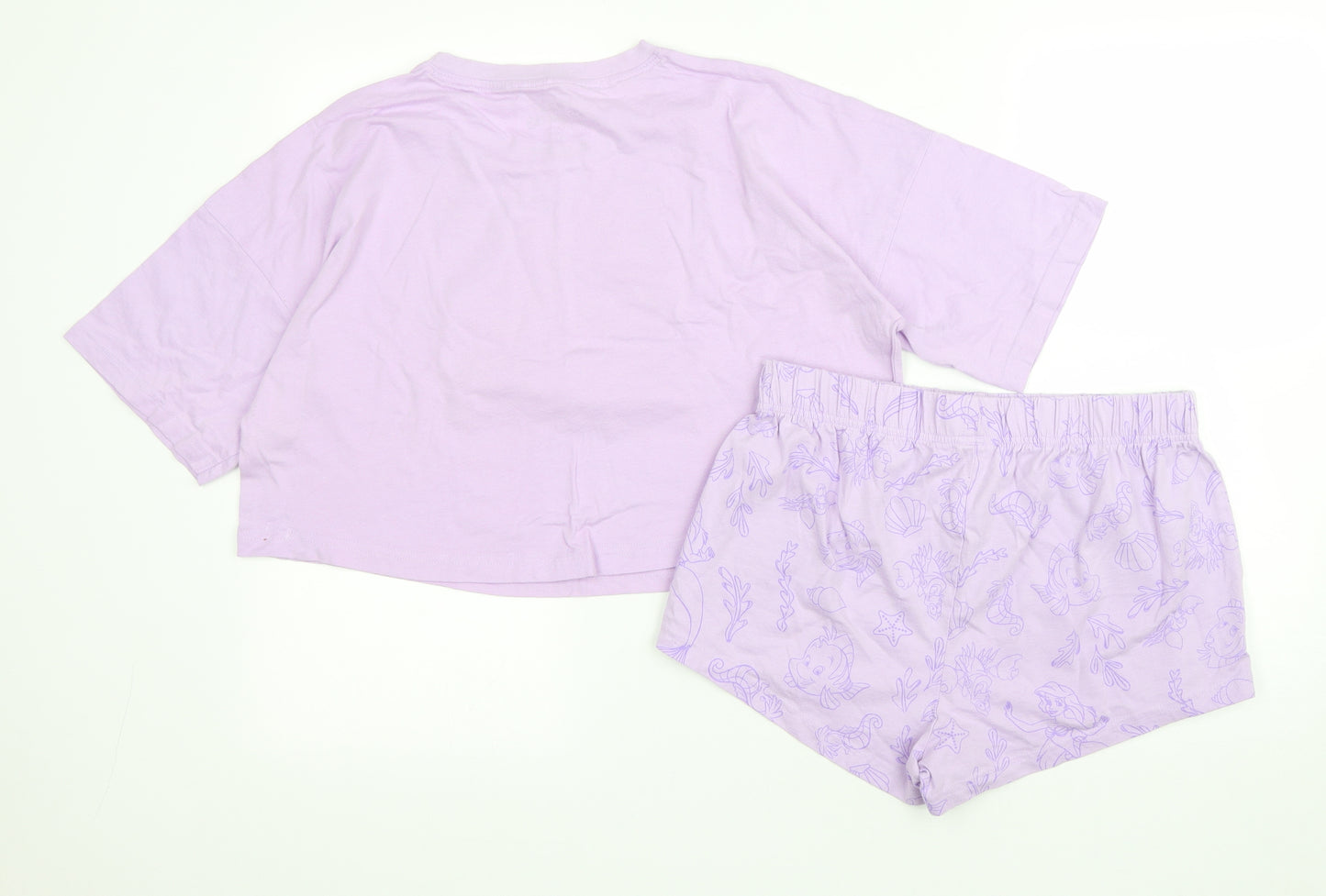 Primark Womens Purple Solid Cotton Top Pyjama Set Size XS - The Little Mermaid