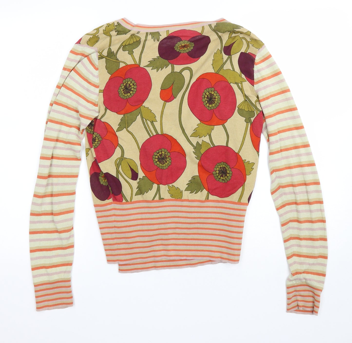 Linea Womens Multicoloured V-Neck Floral Cotton Cardigan Jumper Size M - Tank top & Cardigan set