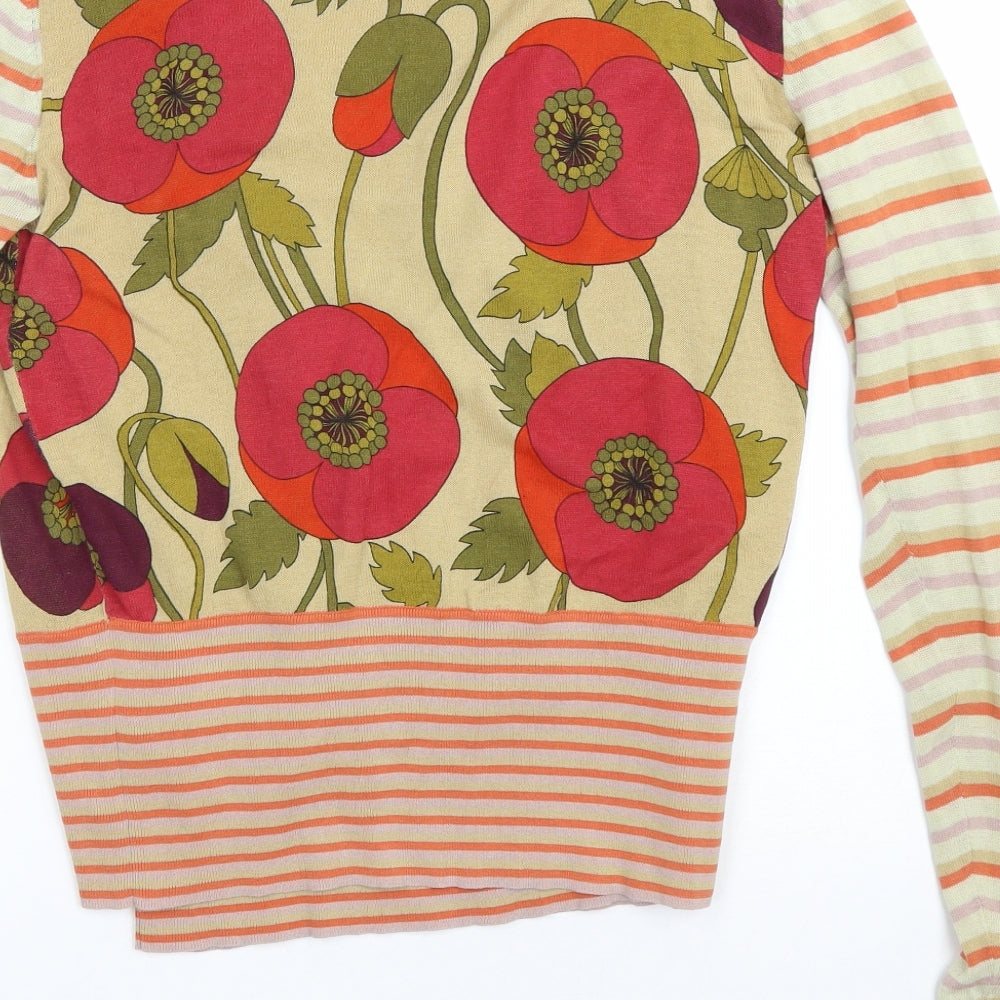 Linea Womens Multicoloured V-Neck Floral Cotton Cardigan Jumper Size M - Tank top & Cardigan set