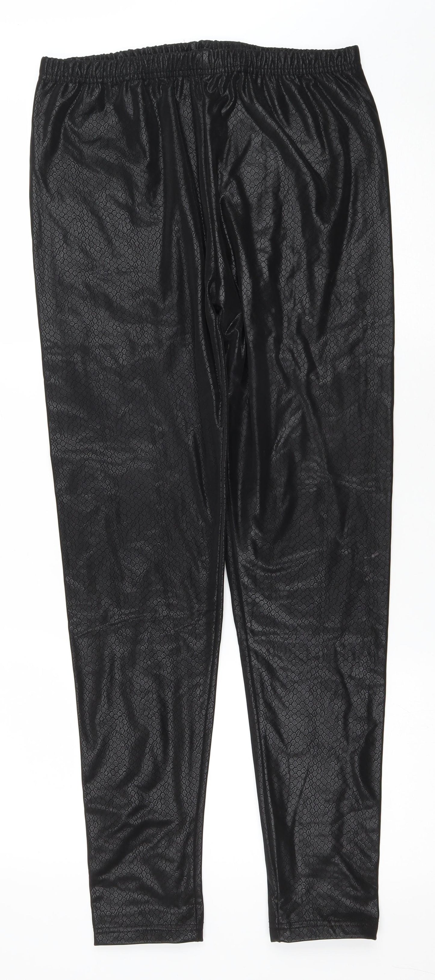 Ellie B Womens Black Animal Print Polyester Jegging Leggings Size L L28 in - Faux Leather