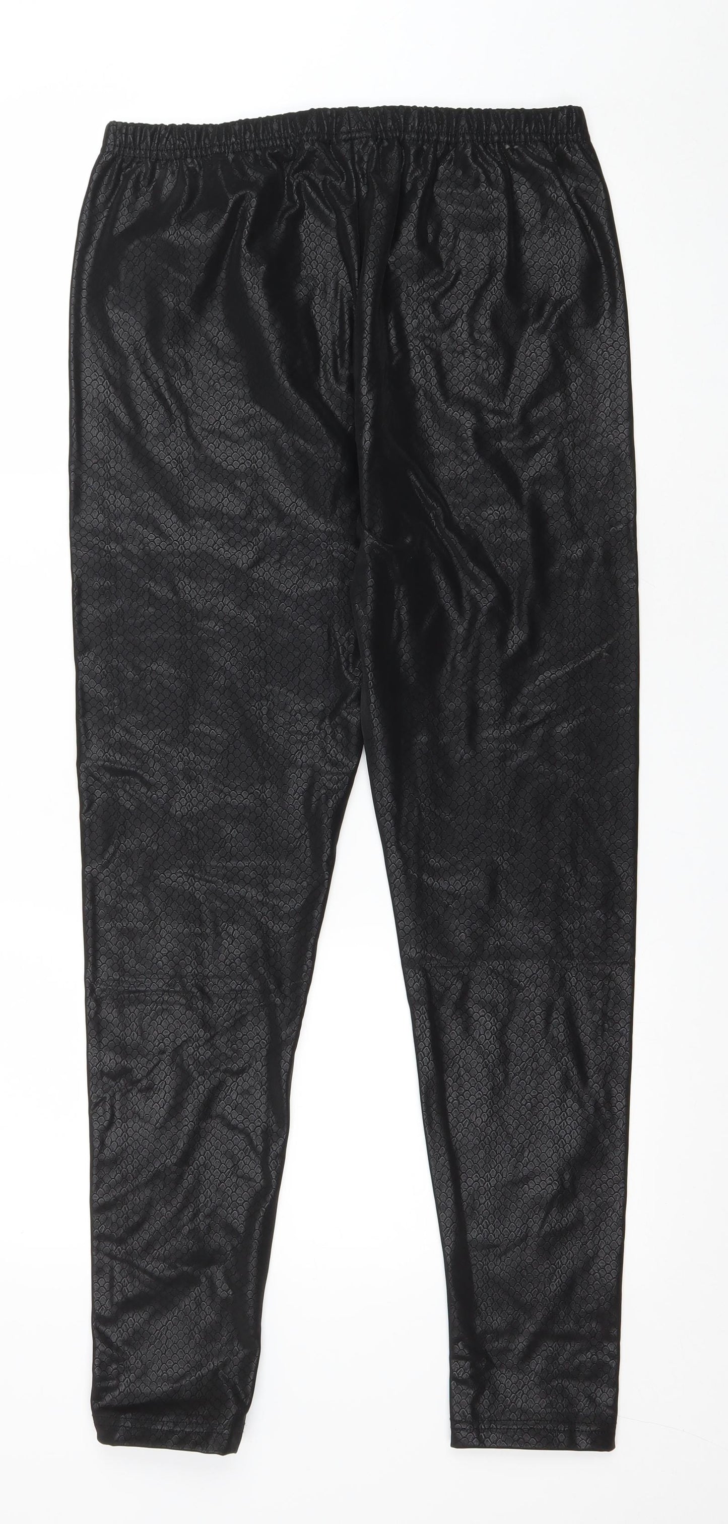 Ellie B Womens Black Animal Print Polyester Jegging Leggings Size L L28 in - Faux Leather