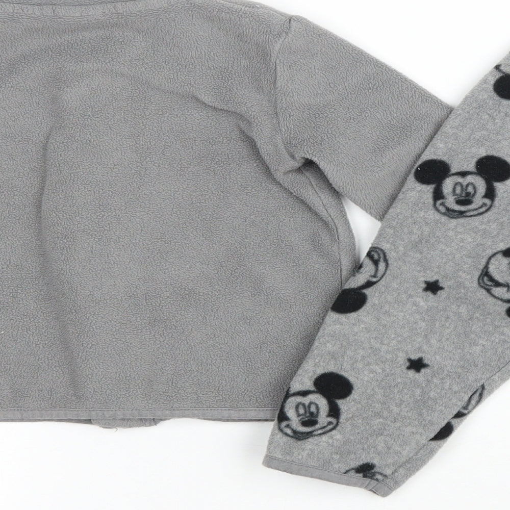 Tesco Baby Grey Animal Print Polyester Set Lounge Set Size 12-18 Months Zip - Mickie Mouse