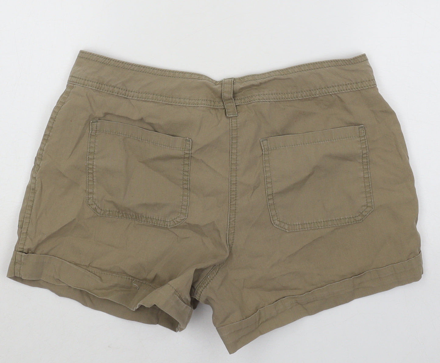 F&F Womens Brown Cotton Hot Pants Shorts Size 10 Regular Button
