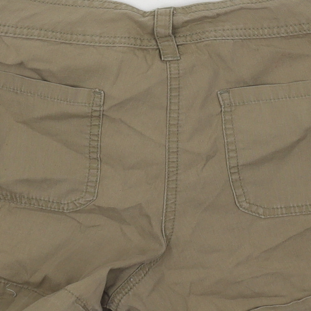 F&F Womens Brown Cotton Hot Pants Shorts Size 10 Regular Button