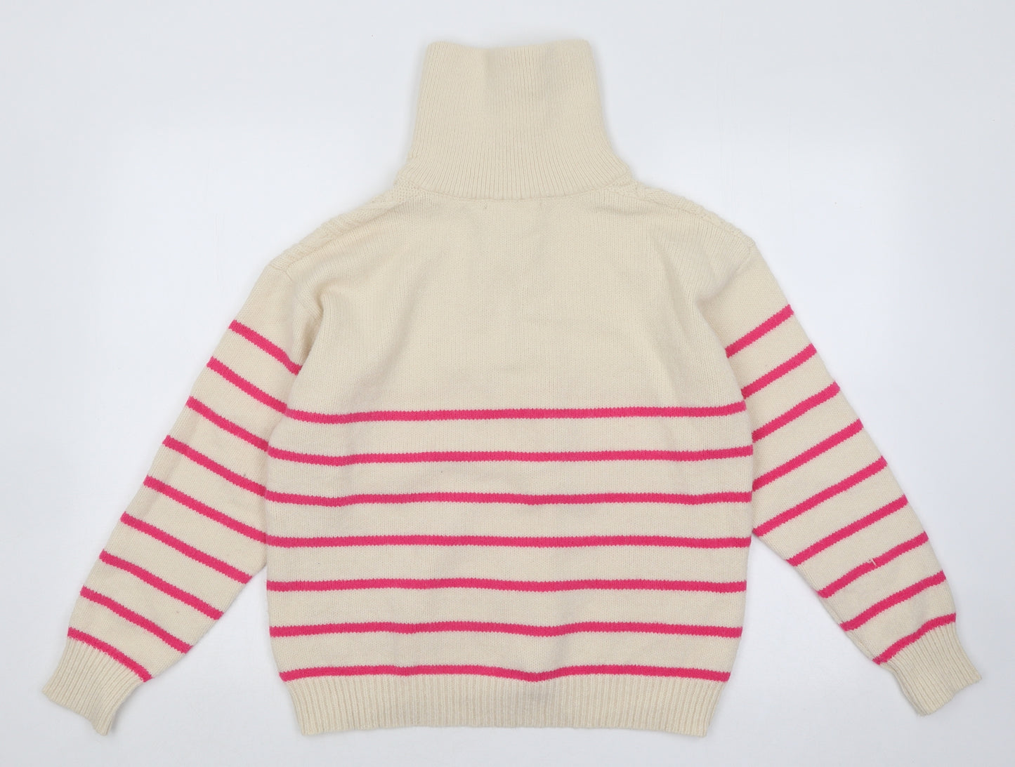 TU Womens Pink High Neck Striped Polyester Pullover Jumper Size L