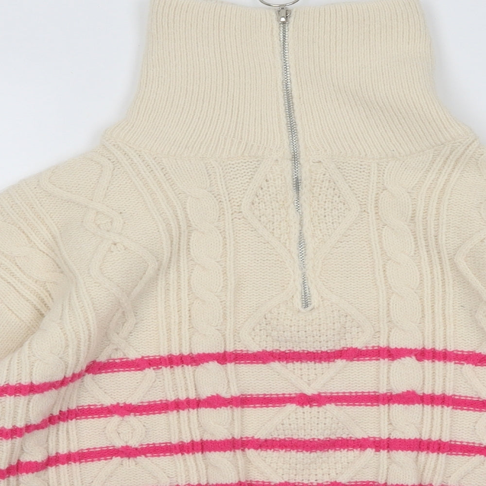 TU Womens Pink High Neck Striped Polyester Pullover Jumper Size L