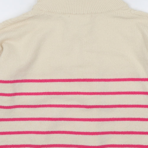 TU Womens Pink High Neck Striped Polyester Pullover Jumper Size L