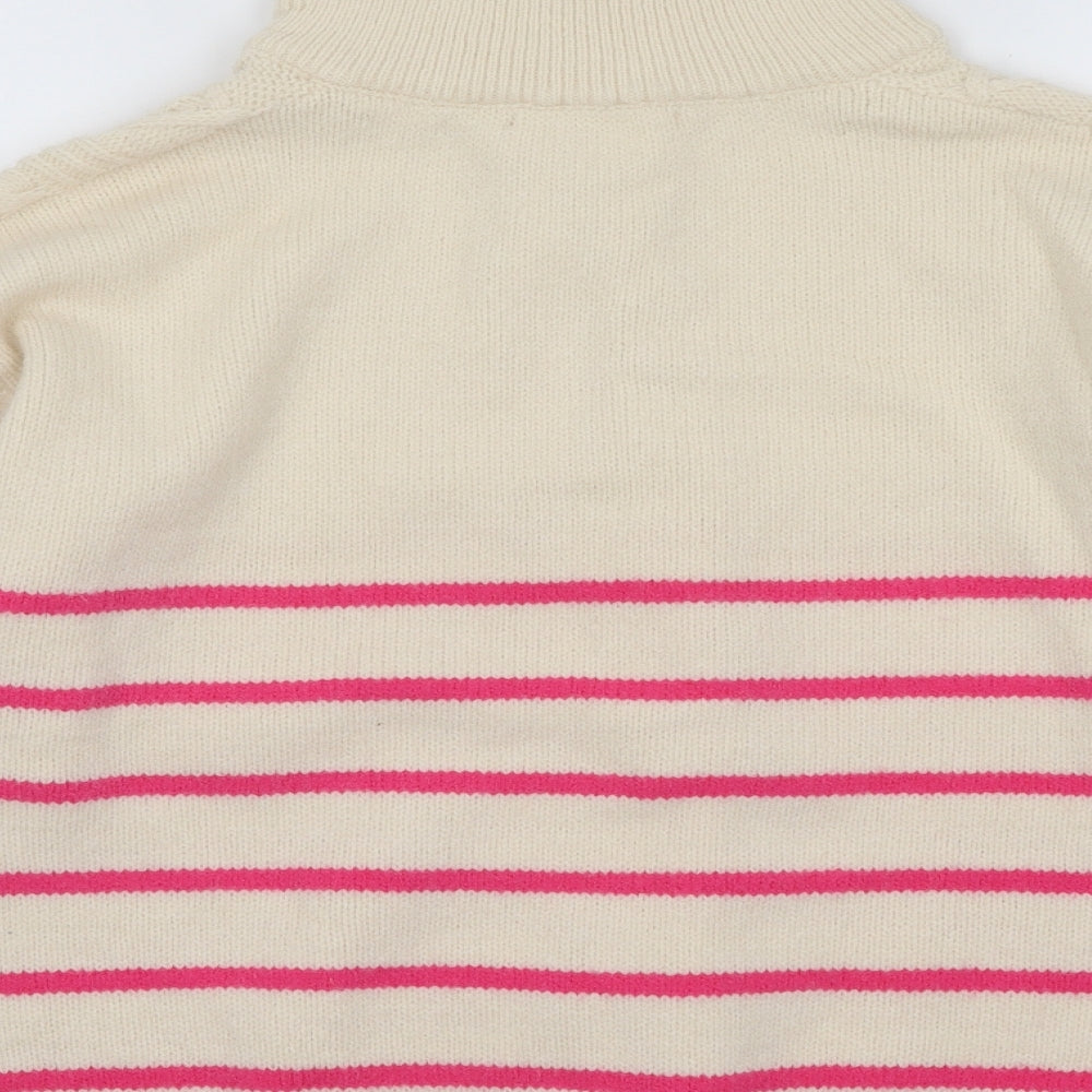 TU Womens Pink High Neck Striped Polyester Pullover Jumper Size L