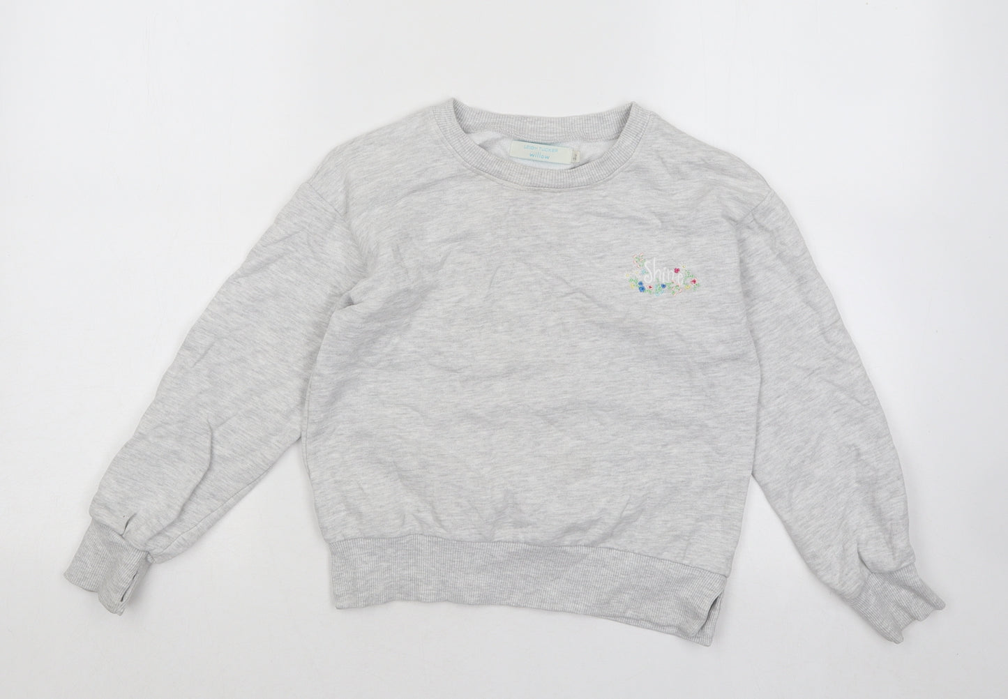 Leigh Tucker Girls Grey Cotton Pullover Sweatshirt Size 7-8 Years Pullover - Shine