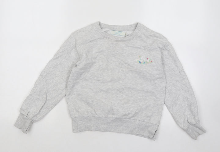 Leigh Tucker Girls Grey Cotton Pullover Sweatshirt Size 7-8 Years Pullover - Shine