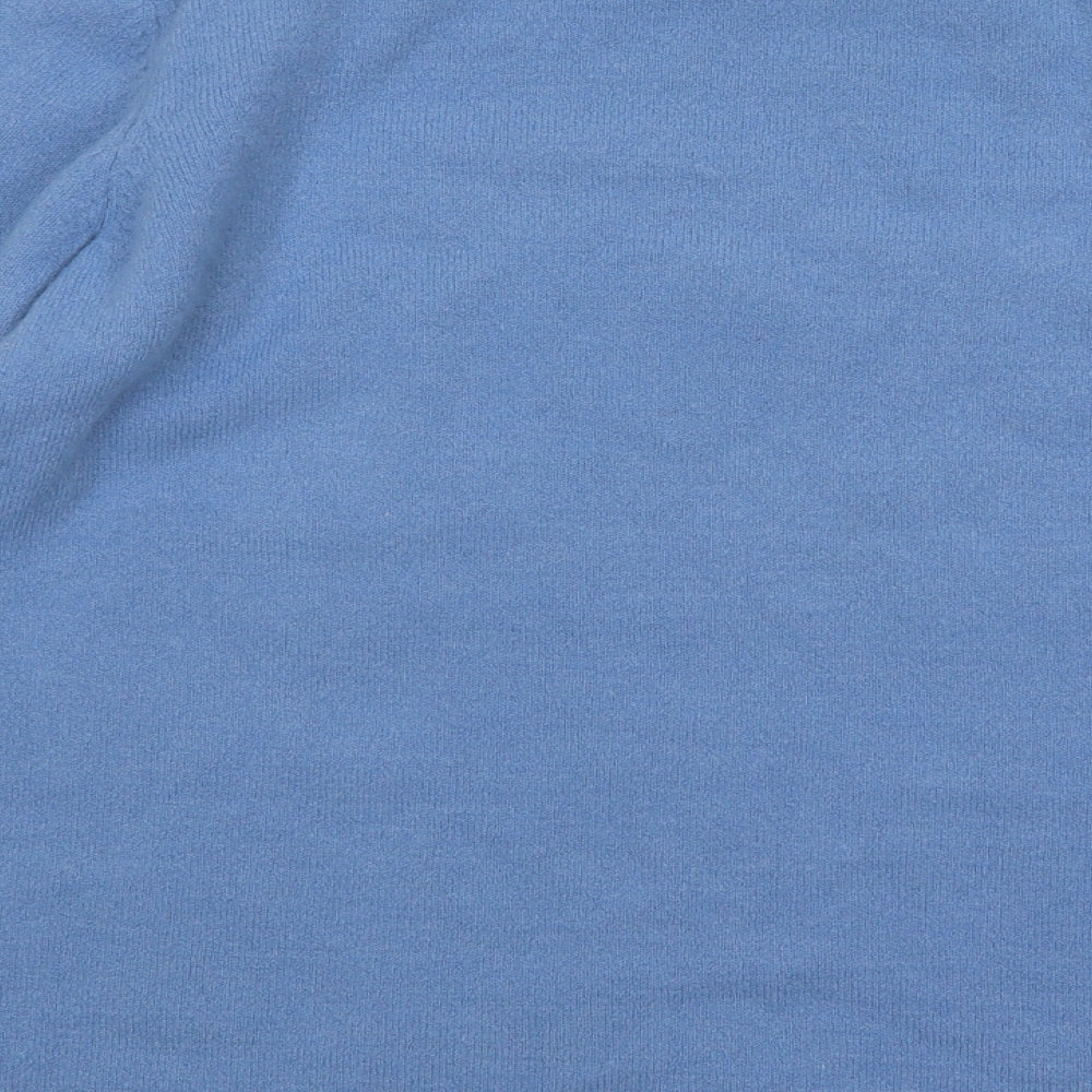 Sugarhill Womens Blue Round Neck Geometric Acrylic Pullover Jumper Size 8 - Clouds
