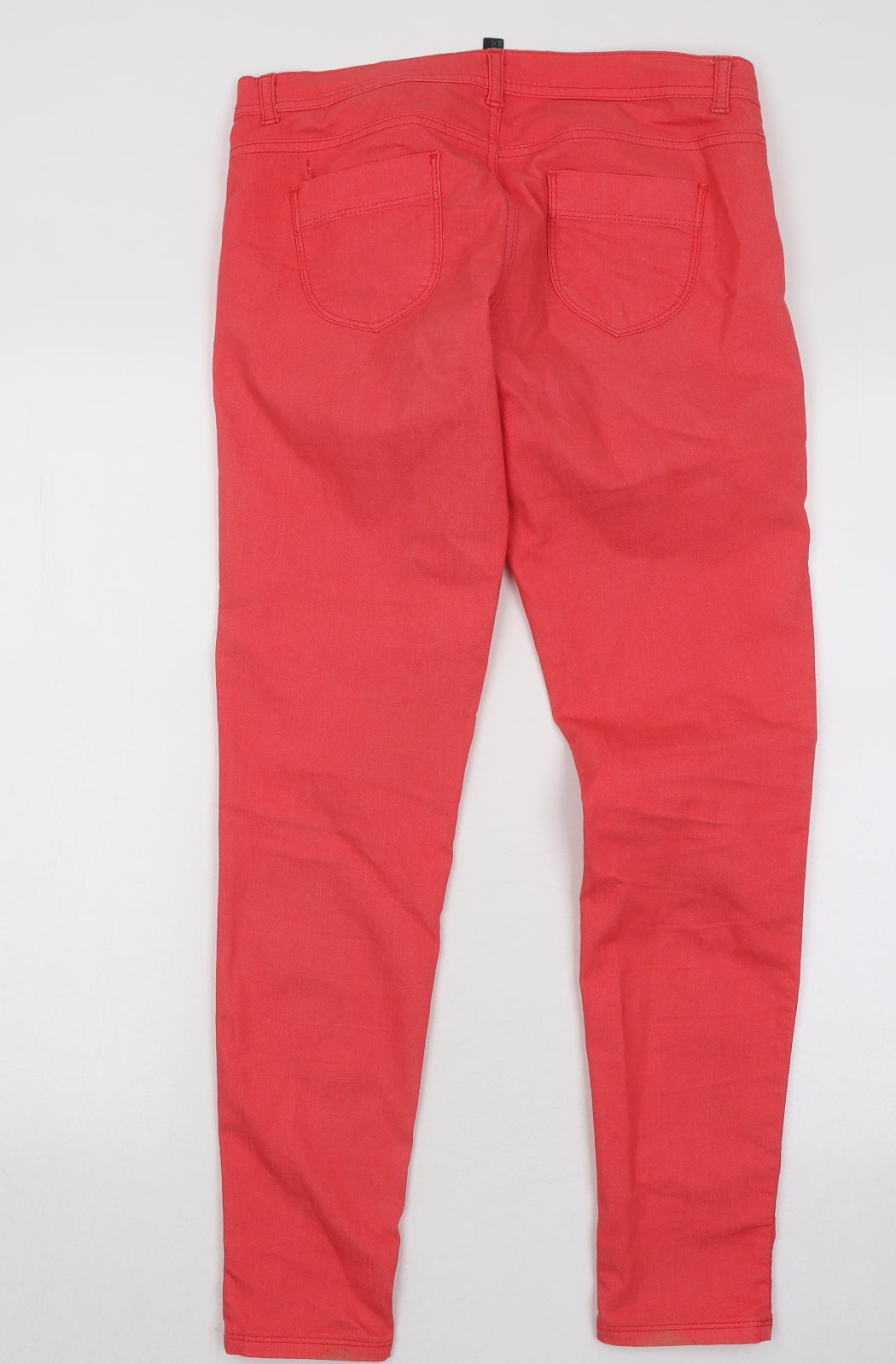 Beneton Womens Red Cotton Skinny Jeans Size 29 in L29 in Regular Button