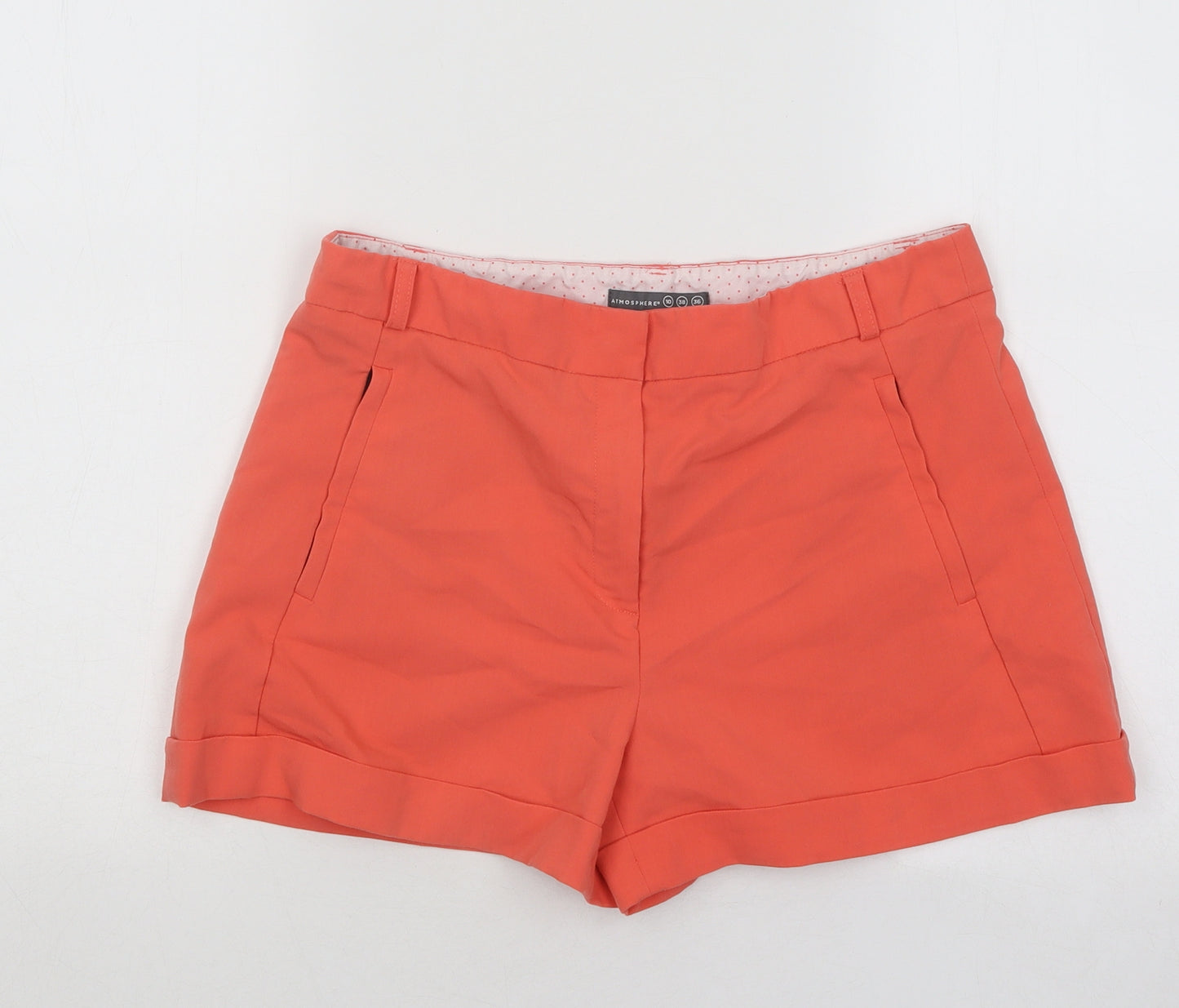 Atmosphere Womens Orange Polyester Hot Pants Shorts Size 10 Regular Zip