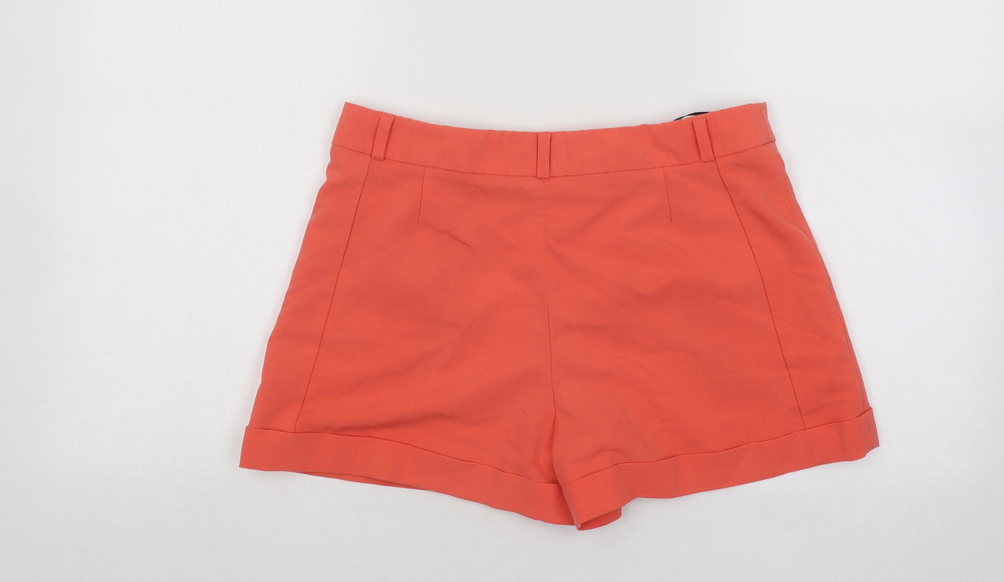 Atmosphere Womens Orange Polyester Hot Pants Shorts Size 10 Regular Zip
