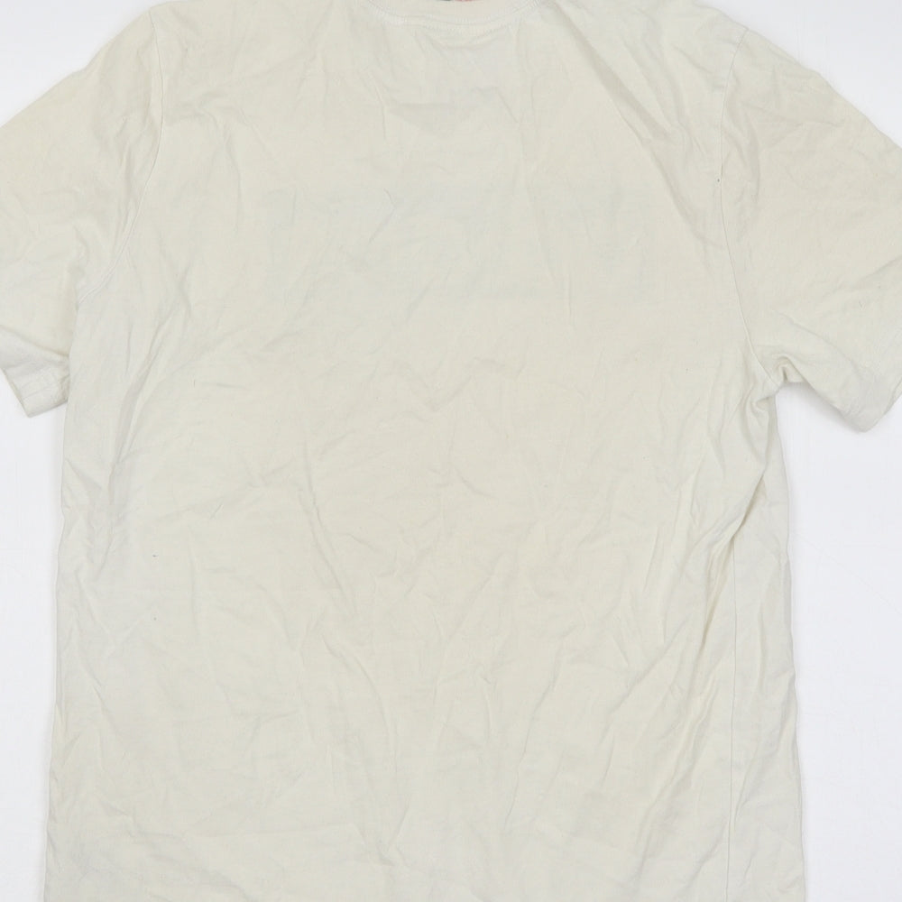 adidas Boys Ivory Cotton Basic T-Shirt Size 13-14 Years Round Neck Pullover