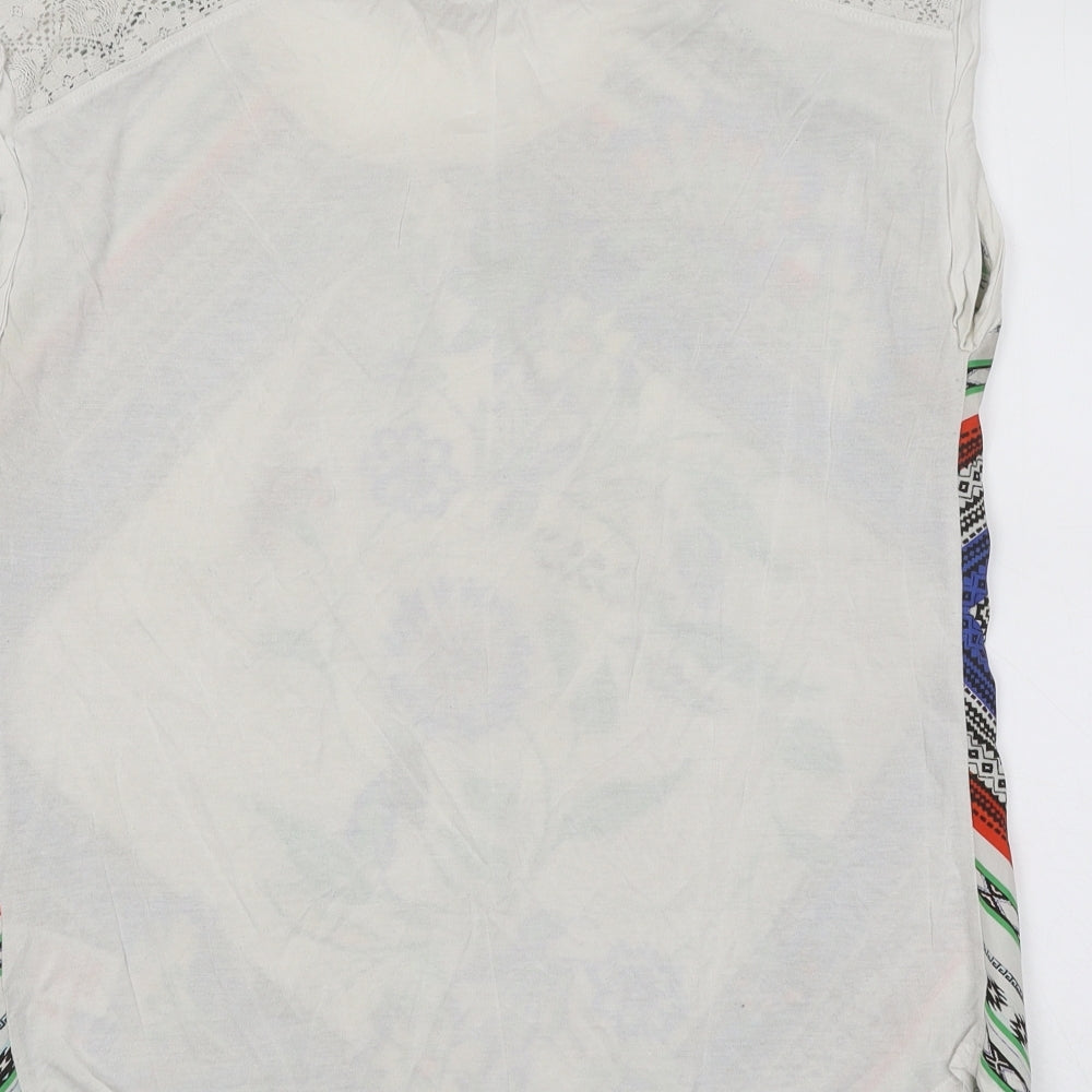 Peacocks Womens Multicoloured Floral Polyester Basic Blouse Size 12 Scoop Neck - Lace Detail