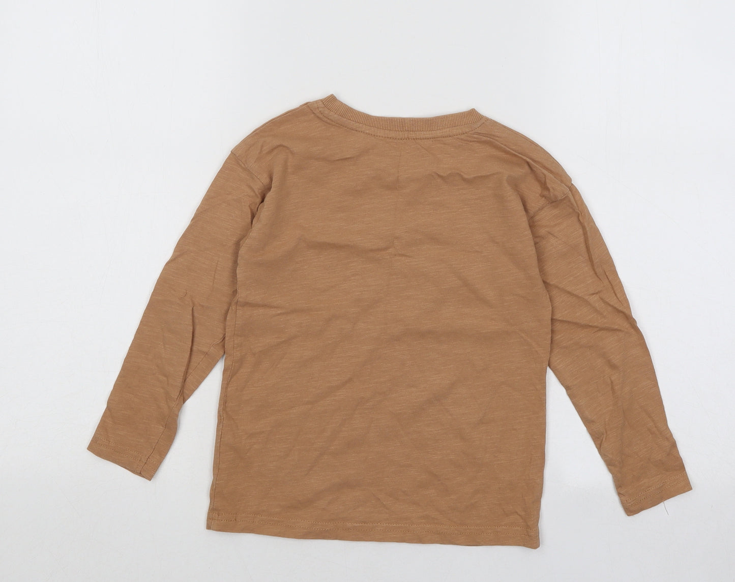 George Boys Brown Cotton Basic T-Shirt Size 4-5 Years Round Neck Pullover - Nature Is The Future