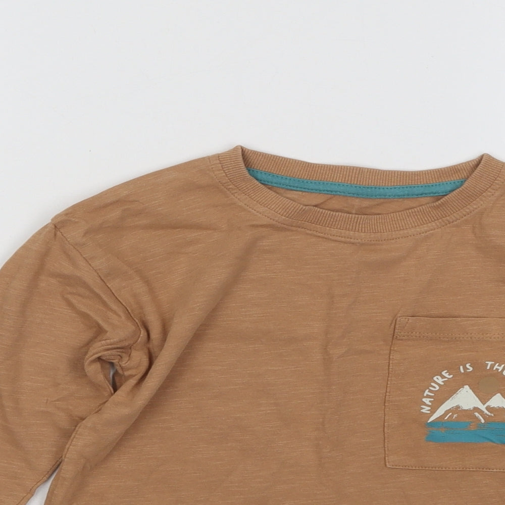 George Boys Brown Cotton Basic T-Shirt Size 4-5 Years Round Neck Pullover - Nature Is The Future