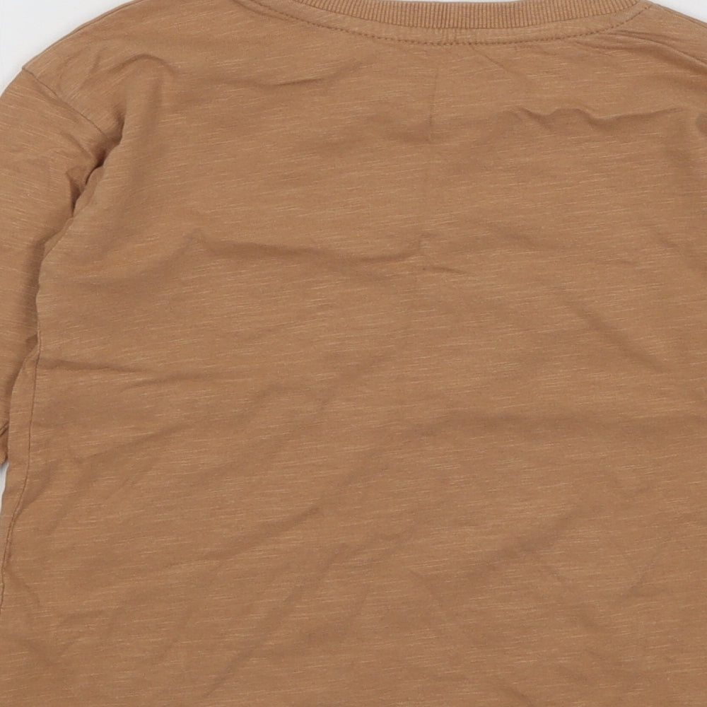 George Boys Brown Cotton Basic T-Shirt Size 4-5 Years Round Neck Pullover - Nature Is The Future