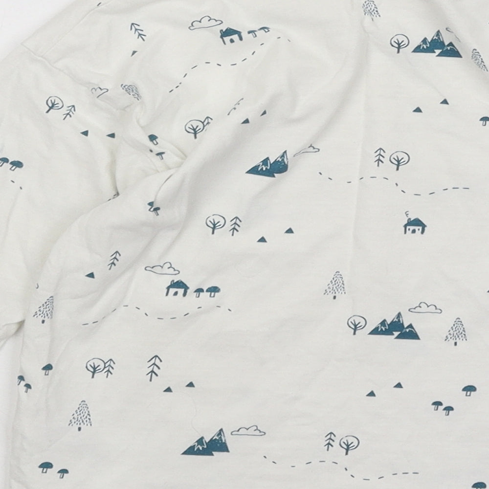 George Boys White Geometric Cotton Basic T-Shirt Size 4-5 Years Round Neck Pullover - Trees
