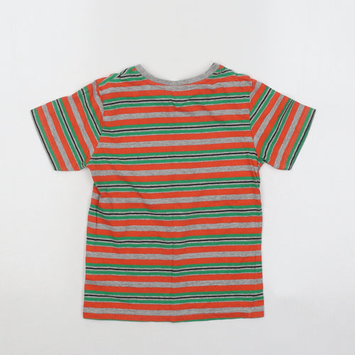 Jeff&Co Boys Multicoloured Striped Cotton Basic T-Shirt Size 5-6 Years Round Neck Pullover