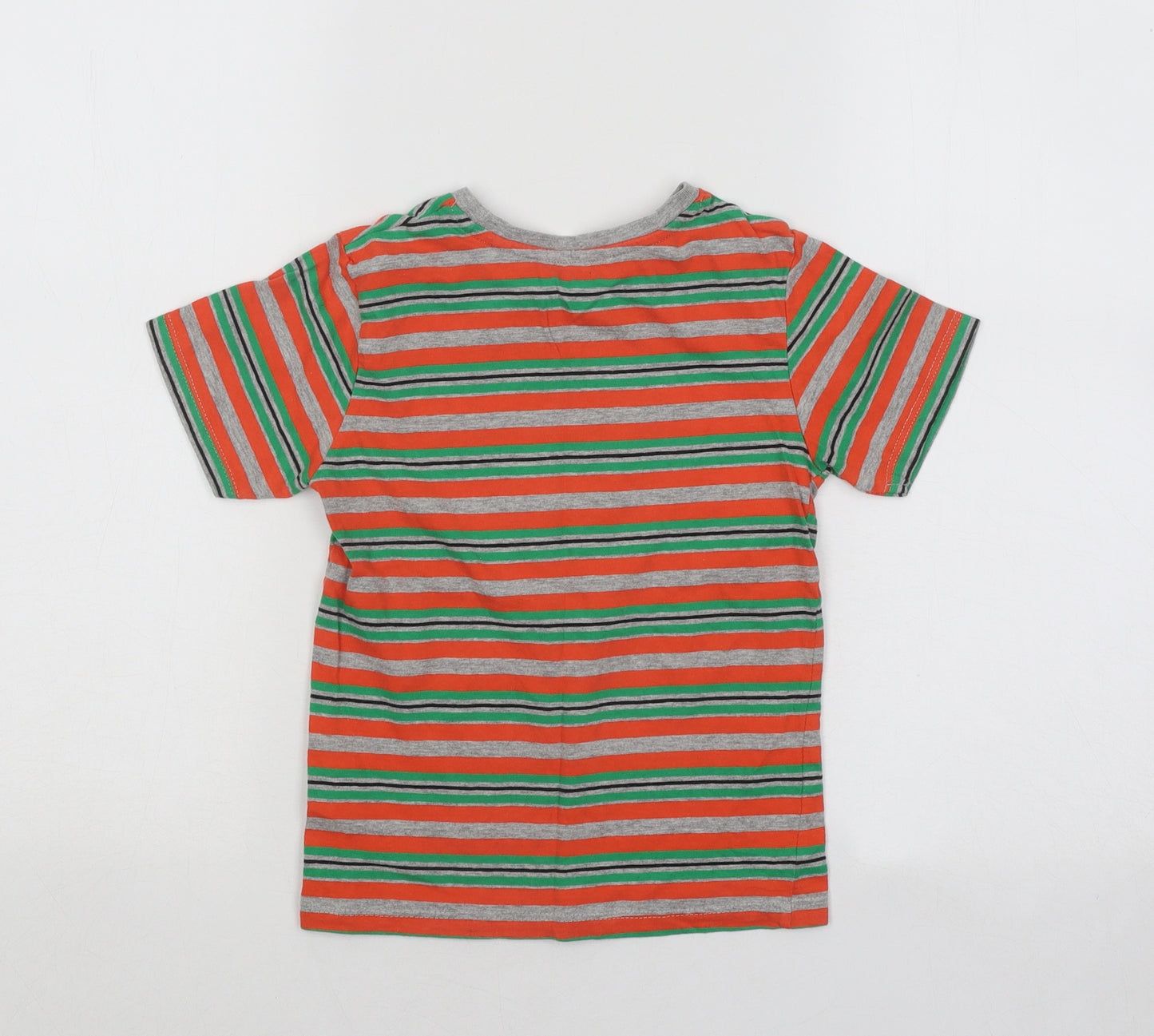 Jeff&Co Boys Multicoloured Striped Cotton Basic T-Shirt Size 5-6 Years Round Neck Pullover