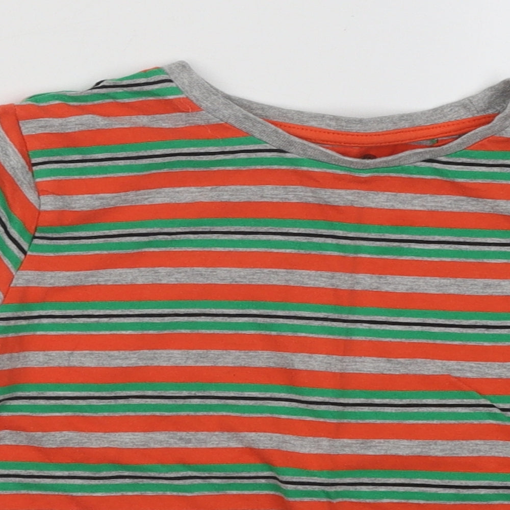 Jeff&Co Boys Multicoloured Striped Cotton Basic T-Shirt Size 5-6 Years Round Neck Pullover