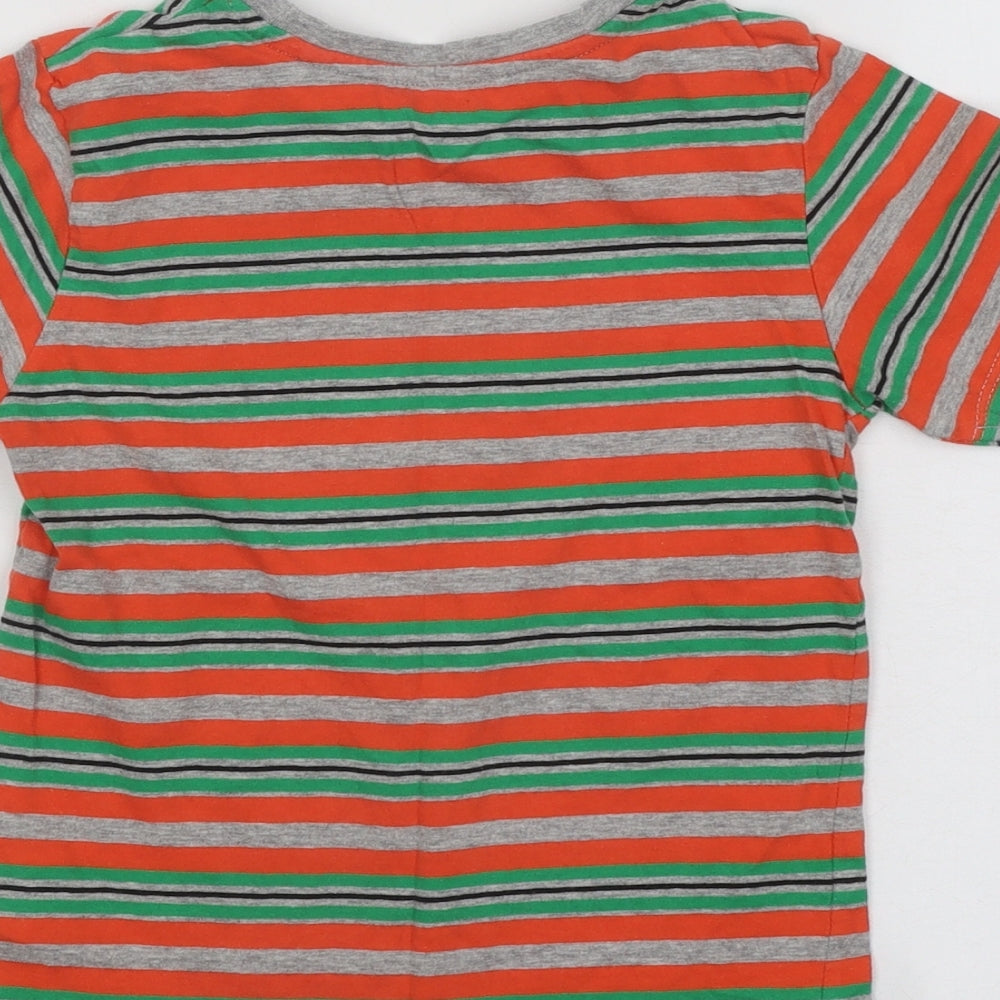 Jeff&Co Boys Multicoloured Striped Cotton Basic T-Shirt Size 5-6 Years Round Neck Pullover