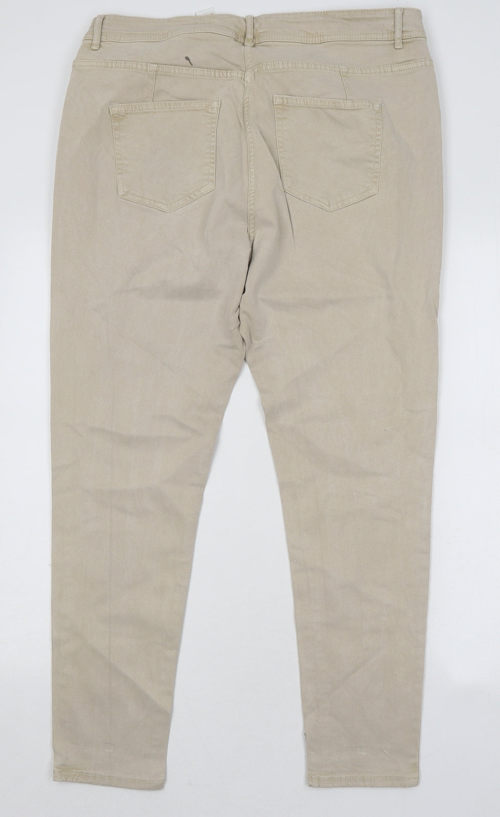 NEXT Womens Beige Cotton Skinny Jeans Size 16 L26 in Regular Button