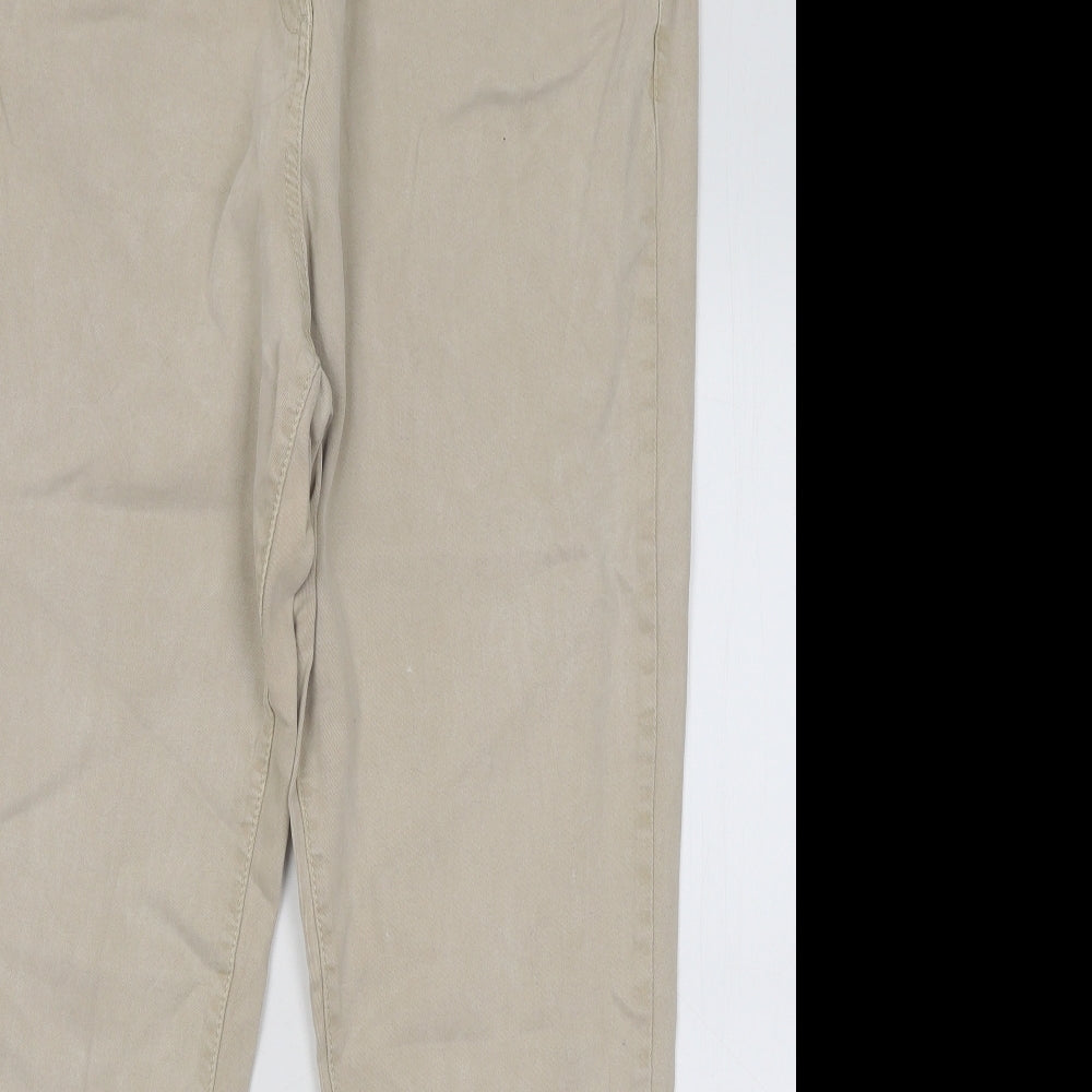 NEXT Womens Beige Cotton Skinny Jeans Size 16 L26 in Regular Button