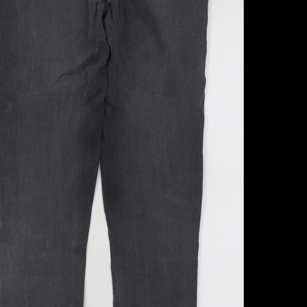 NEXT Womens Grey Floral Cotton Skinny Jeans Size 16 L26 in Regular Button