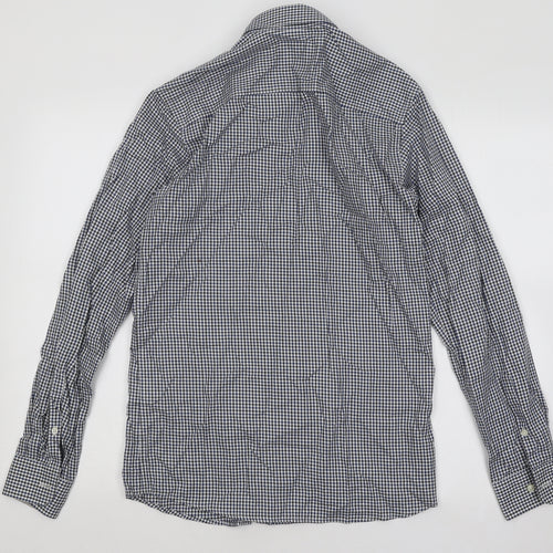 JACK & JONES Mens Blue Plaid Cotton Button-Up Size S Collared Button