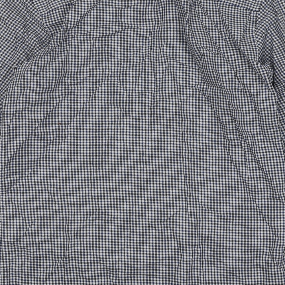 JACK & JONES Mens Blue Plaid Cotton Button-Up Size S Collared Button