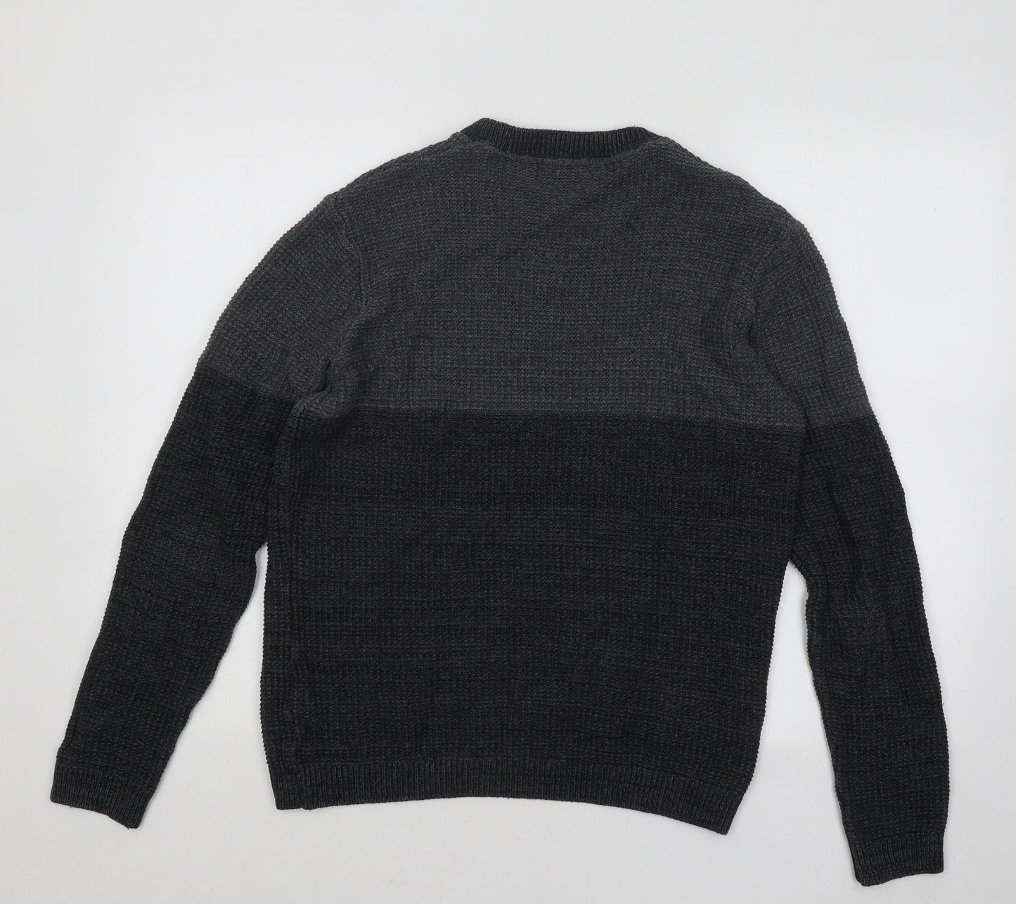Topman Mens Grey Round Neck Cotton Pullover Jumper Size S