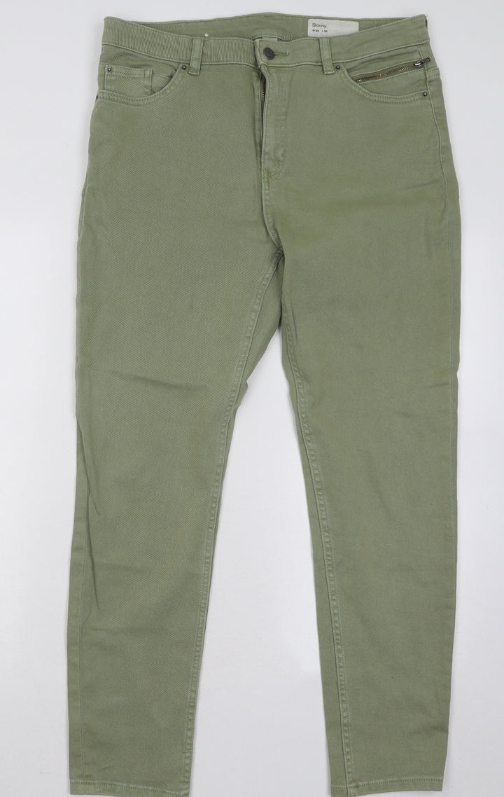 Espirit Womens Green Cotton Straight Jeans Size 34 in L30 in Regular Button