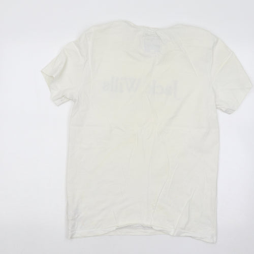 Jack Wills Mens Ivory Cotton T-Shirt Size S Round Neck