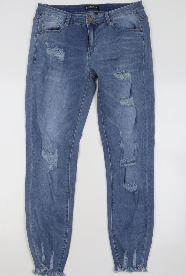 Sheilay Womens Blue Cotton Skinny Jeans Size M L28 in Regular Button
