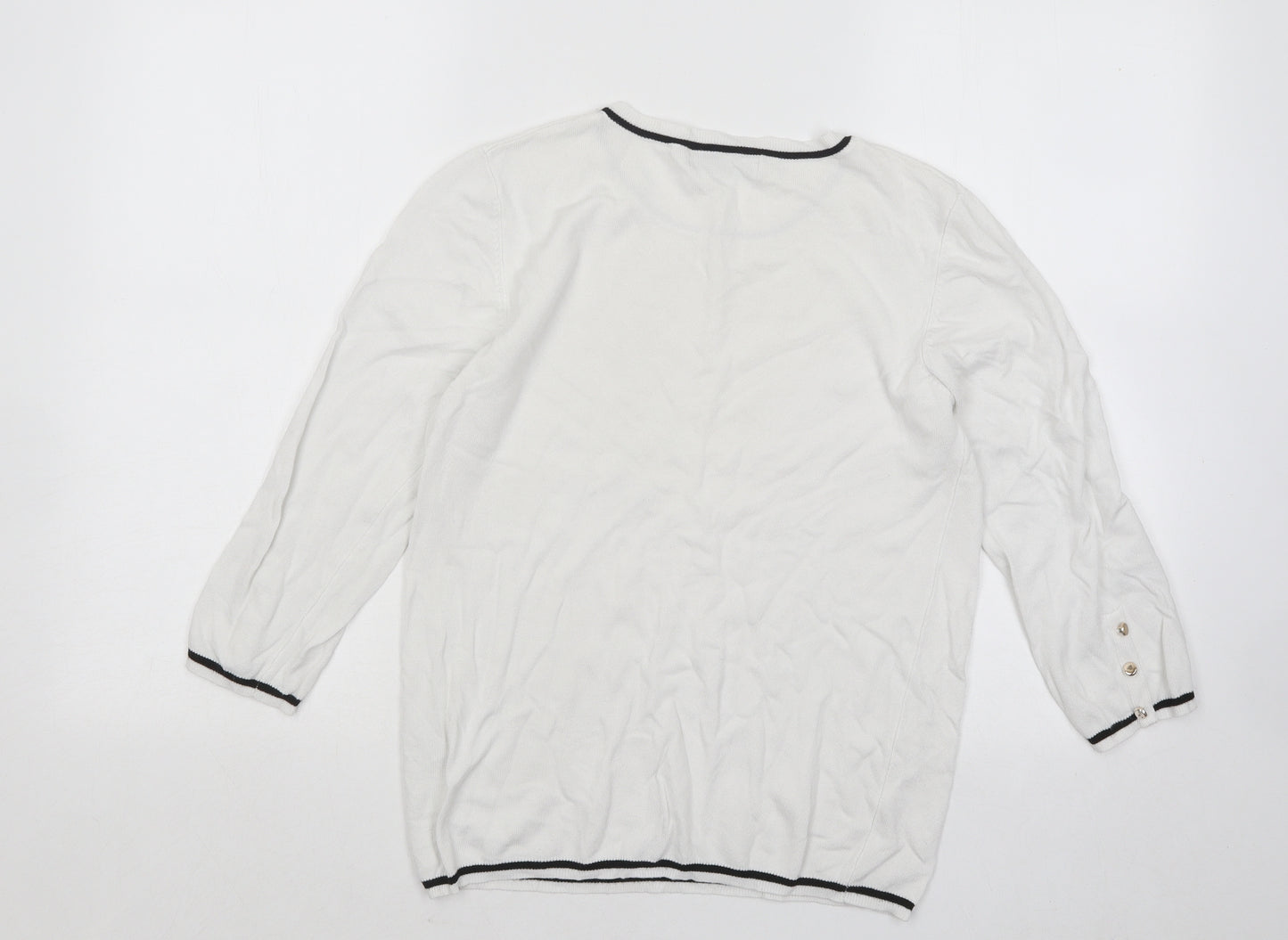 Stradivarius Womens White Round Neck Viscose Pullover Jumper Size L