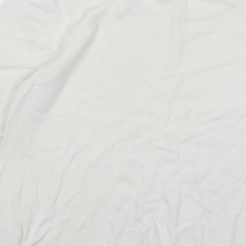 Stradivarius Womens White Round Neck Viscose Pullover Jumper Size L